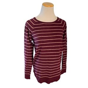 Pink clover maroon and white striped sweater - size s